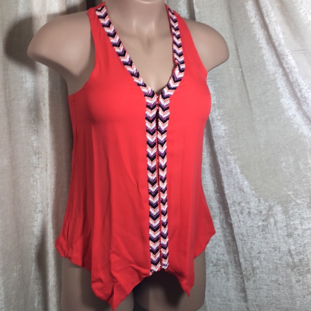 Parker Plunge Neckline Beaded Sleeveless Top Large
